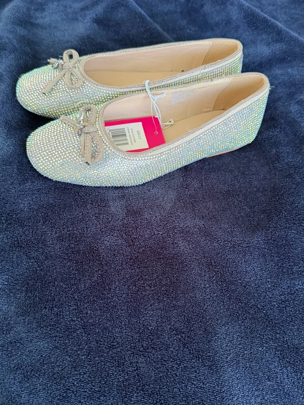 Vince Camuto Iridescent Crystal-Embellished Nude Flats